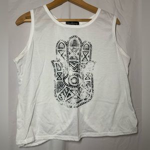 Hamsa Hand White Tank Top Open Back